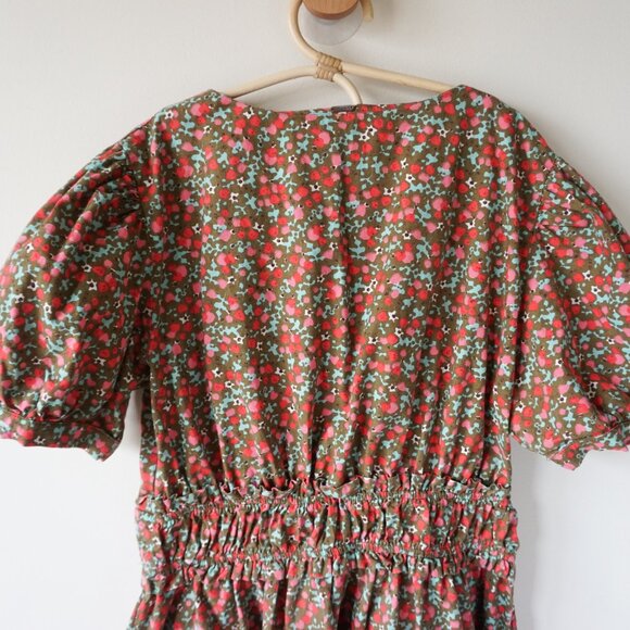 Free People Pennie Floral Print Puff Sleeve Summer Mini Dress‎ Boho Women S - Picture 5 of 10
